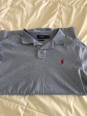 Polo Ralph Lauren Men's Pima Soft Touch Polo Shirt Light Blue Red Pony Size M